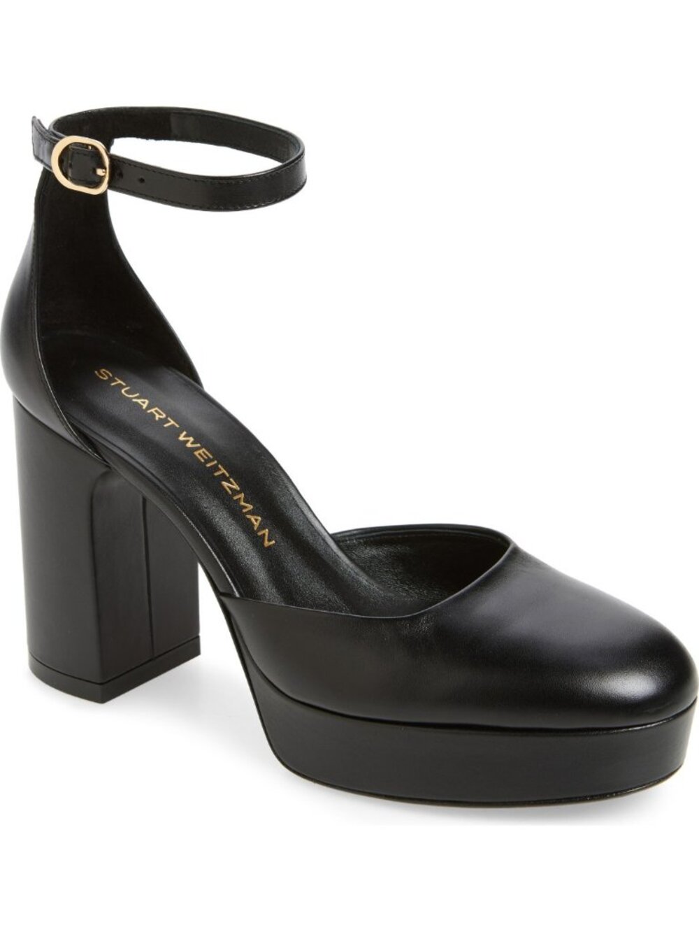 $550 STUART WEITZMAN Dayna Platform Pump LEATHER BLACK STRAPY 9 B (PD22)